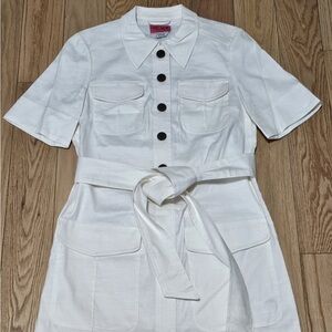 kate spade White Short-Sleeve Belted Shirt Dress